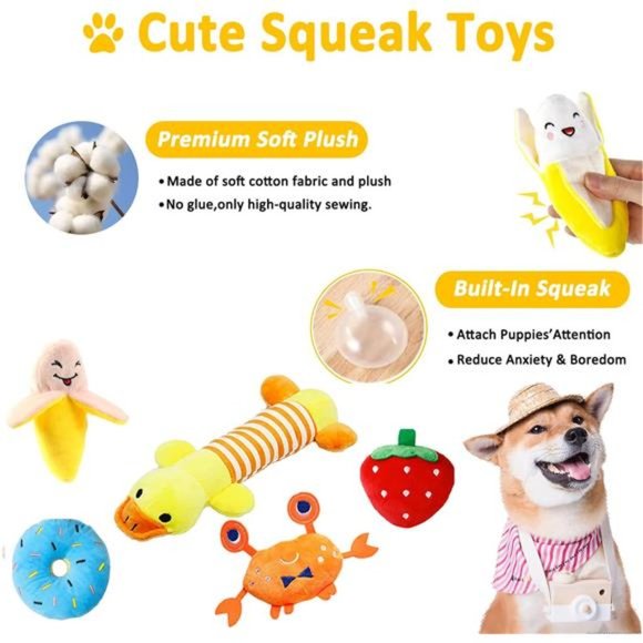 Dog Puppy Toys, Puppy Chew Toys for Fun and Teeth Cleaning, Dog Squeak Toys - Picture 6 of 7
